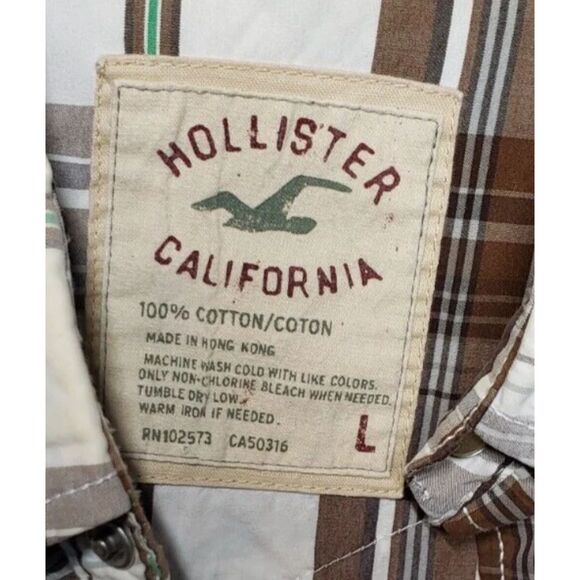 Hollister Western Shirt Men L Plaid Pearl Snap Cowboy Rancher Y2K Style - Picture 3 of 7